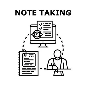 Person taking notes, learning, and checking information Stock Illustration