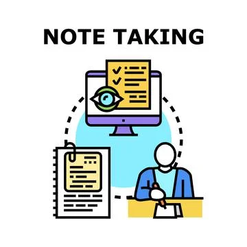 Person taking notes, learning, and checking information Stock Illustration