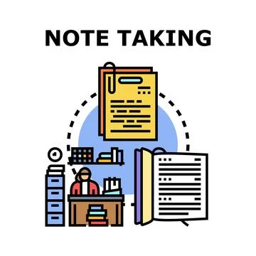 Person taking notes in office, learning concept Illustrazione stock