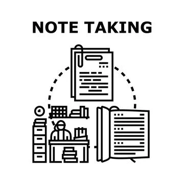 Person taking notes in office, learning concept Stock Illustration