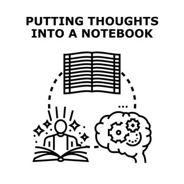 Person taking notes, recording ideas in notebook Stock Illustration