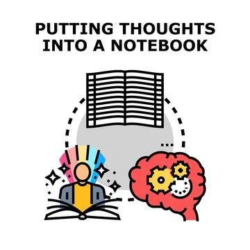 Person taking notes, recording ideas in notebook Stock Illustration