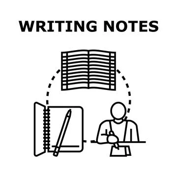 Person taking notes, writing memo, planning information Stock Illustration