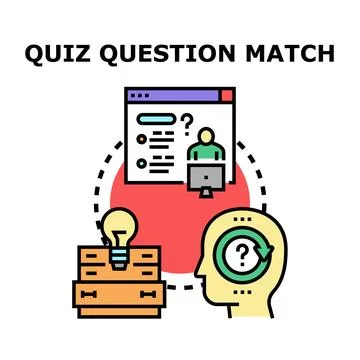Person taking quiz with question and solution finding Stock Illustration