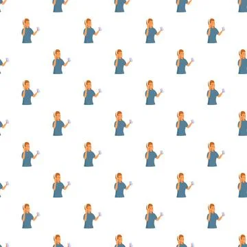 Person talking on smartphone seamless pattern Stock Illustration