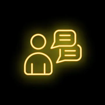 Person talking with speech bubbles neon sign on black background Illustration