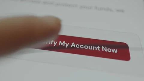 Person taps the button Verify My Account Now, result is Blocked account Stock Footage 332891844