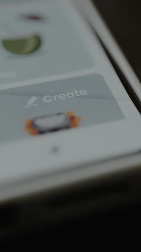 Person taps the Create digital button from a creative app, making a customized Stock Footage 328815864