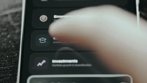 Person taps the option labeled Education as knowledge investment and degrees Stock Footage 332079287
