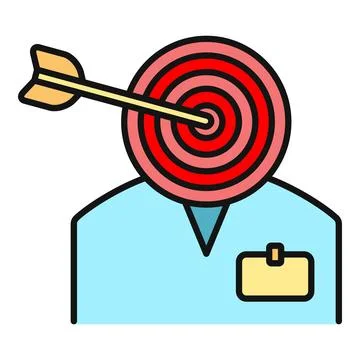 Person with target head and arrow hitting bullseye Stock Illustration