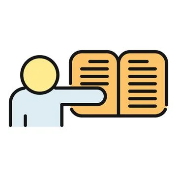 Person teaching, presenting, or explaining from a book Stock Illustration