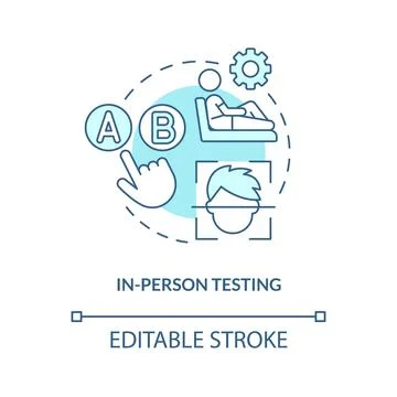 In-person testing turquoise concept icon Stock Illustration