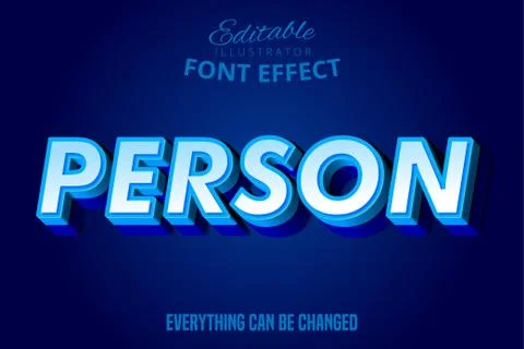Person text, 3d blue editable font effect Stock Illustration