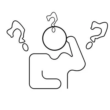 Person with a there question mark icon on a white background. Illustrazione stock