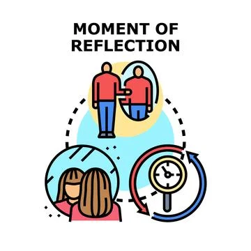 Person thinking about analyzing own thoughts and future growth Stock Illustration