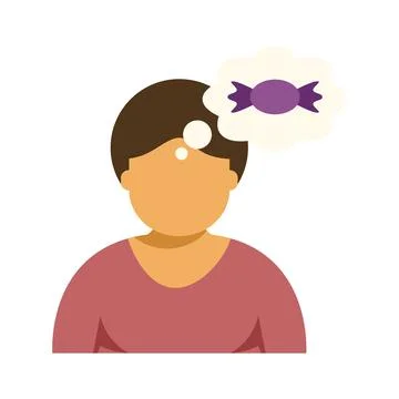 Person thinking about candy craving and sugar desire Stock Illustration