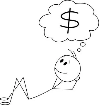 Person thinking about money Vector Stock Illustration