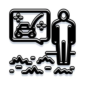 Person thinking about smart robotic lawn mowing Illustrazione stock