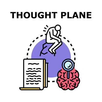 Person thinking analyzing information generating ideas Ilustración de archivo