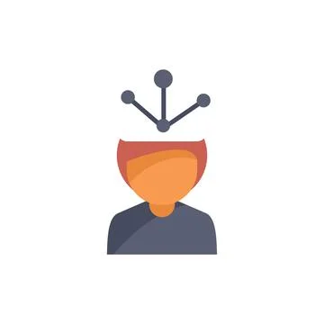 Person thinking with artificial intelligence system icon Stock Illustration