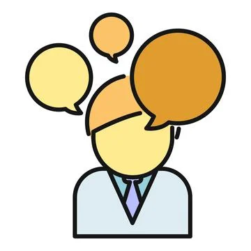 Person thinking communicating ideas with speech bubbles Illustrazione stock