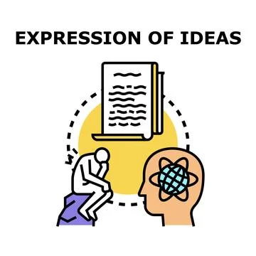 Person thinking developing ideas for written expression Stock Illustration