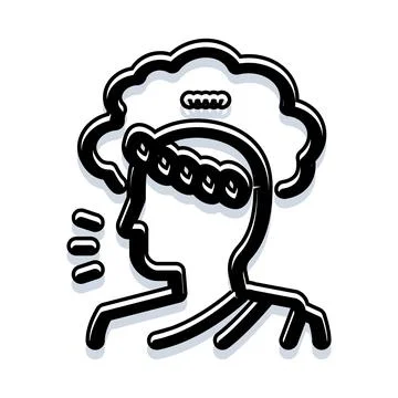 Person thinking icon with abstract cloud above head Illustrazione stock