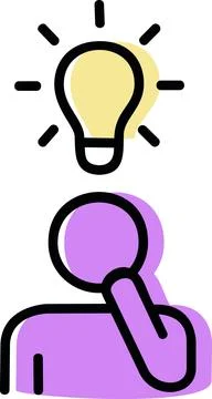 Person thinking with lightbulb idea icon Stock Illustration