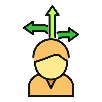 Person thinking making decision choosing different directions icon Stock Illustration