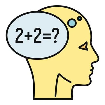 Person thinking math problem question mark in bubble 库存插图