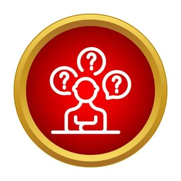 Person thinking with multiple question marks above head Stock Illustration