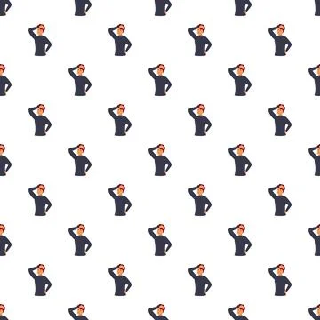 Person thinking pattern with hand on head Stock Illustration