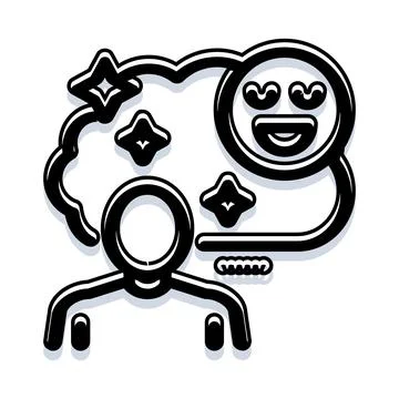 Person thinking positive thoughts and happiness concept Stock Illustration