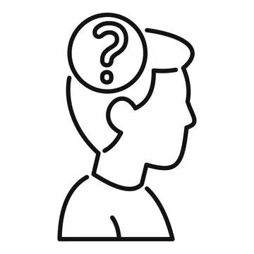 Person thinking with question mark line icon Stock Illustration