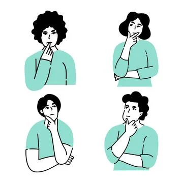 Person is thinking vector flat illustration Stock Illustration