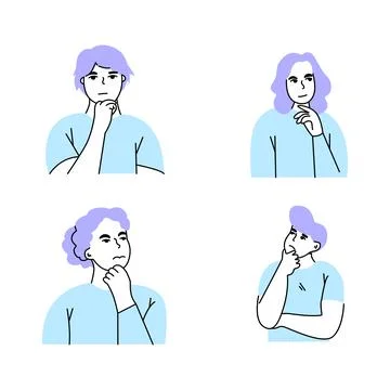 Person is thinking vector flat illustration Stock Illustration