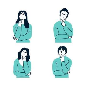 Person is thinking vector flat illustration Stock Illustration