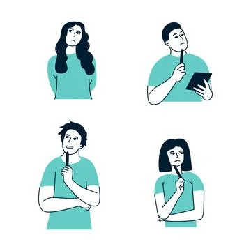 Person is thinking vector flat illustration Stock Illustration