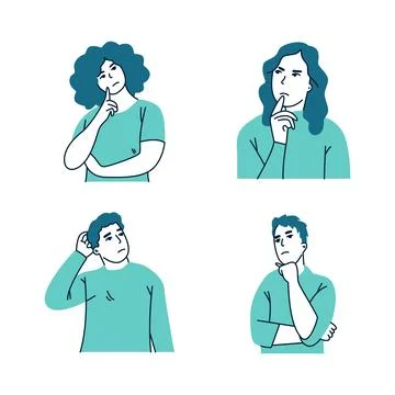 Person is thinking vector flat illustration Illustrazione stock