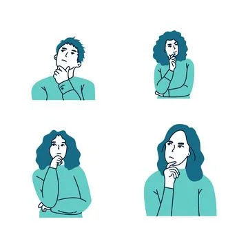 Person is thinking vector flat illustration Stock Illustration