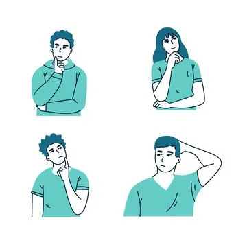 Person is thinking vector flat illustration Illustrazione stock