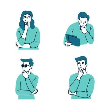 Person is thinking vector flat illustration Stock Illustration