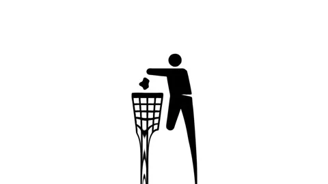 Person throwing crumpled paper in trash can sign Stock Footage 327761698