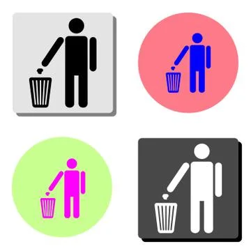 Person throwing garbage. flat vector icon Stock Illustration