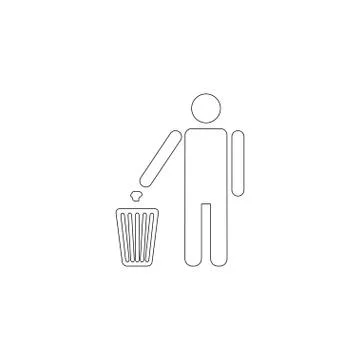Person throwing garbage. flat vector icon Stock Illustration