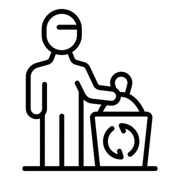 Person throwing garbage in recycling bin, promoting environmental sustainab.. イラスト素材
