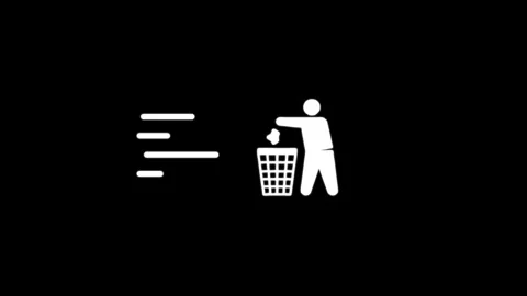 Person throwing trash into bin motion graphic icon. Stockbeeldmateriaal 346497488