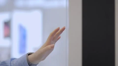 Person is touching a wall with their hand Stock Footage 306159595