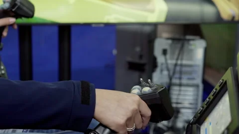 A person is trained on a rig simulator. Stock Footage 164049660
