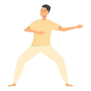 Person training icon cartoon vector. Capoeira culture 스톡 일러스트